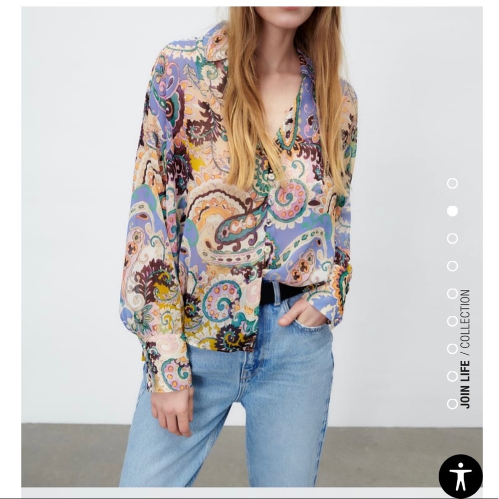 Zara printed Blouse Shirt Long sleeve XS